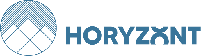 Logo Fundacja bezkresny horyzont kolor niebiesko biały